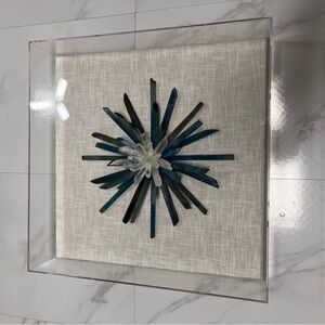 Encased Abstract White & Blue Canvas Wall Art